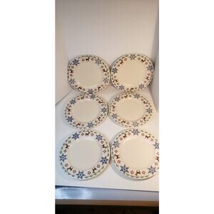Pfaltzgraff Nordic Christmas Dinner Plates Set of 6 Snowflake Reindeer 10”